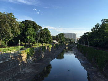 Reflection of buildings in river