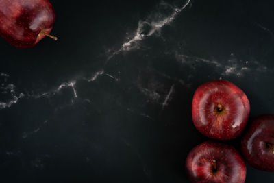 High angle view of apples on table