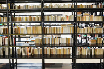 Full frame shot of books in shelf