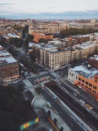 High angle view of city street