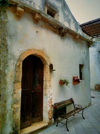 Closed door of old building