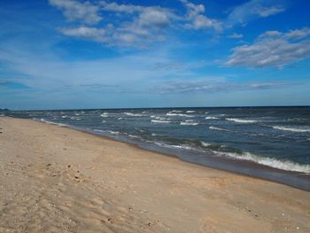 Scenic view of sea against cloudy sky