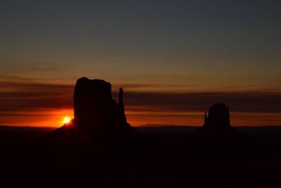 Silhouette landscape against sky during sunset