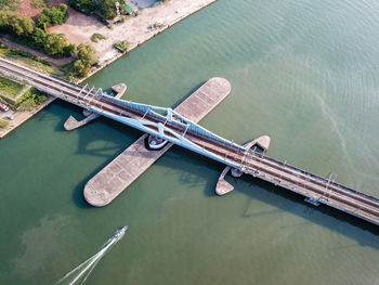 High angle view of bridge over river