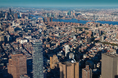 High angle view of buildings in city