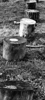 Close-up of old metal container on field