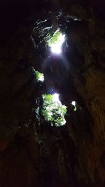 Close-up of illuminated cave