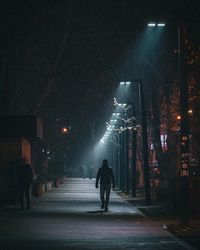 People walking on street at night