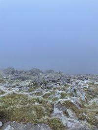 Scenic view of land against clear sky
