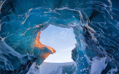 Close-up low angle view of snowed mountain