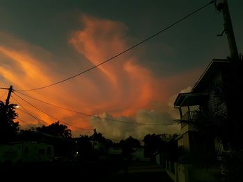 Low angle view of silhouette buildings against sky during sunset