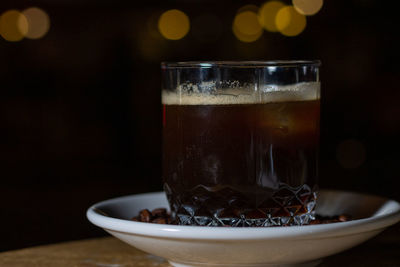 Close-up of coffee cup on table