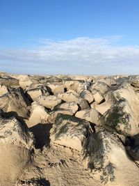 Scenic view of rocks in desert against sky