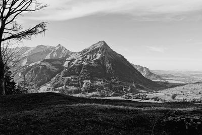 Scenic view of mountains against sky