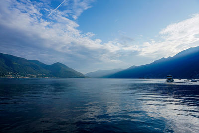 View over the lago maggiore from ascona, switzerland to italy