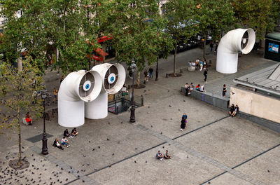 Detail of george pompidou square in front of the centre pompidou building in paris, france