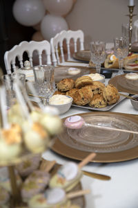 High angle view of food on table