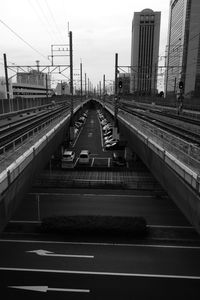 High angle view of railroad station platform