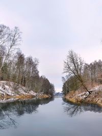 Reflection of trees in lake against sky