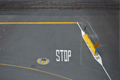 High angle view of road marking