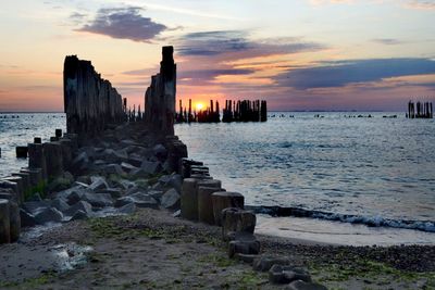 Scenic view of sea against sky during sunset