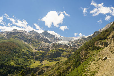 View of the alps near zermatt with glacier in the background