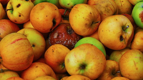 Full frame shot of apples for sale at market stall