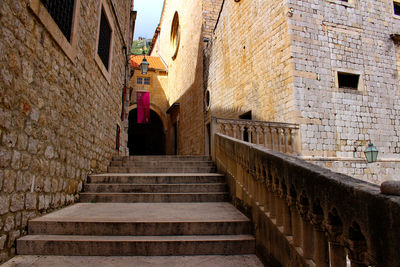 Low angle view of staircase in old building