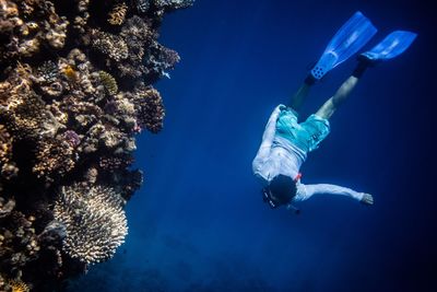 Man swimming in sea