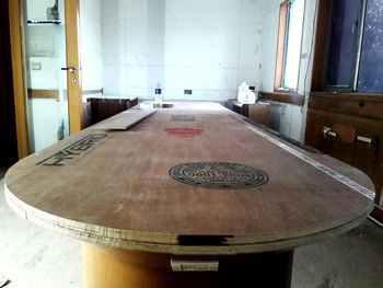 Empty road by building