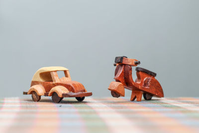 Close-up of toy car on table