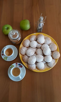 High angle view of cake on table