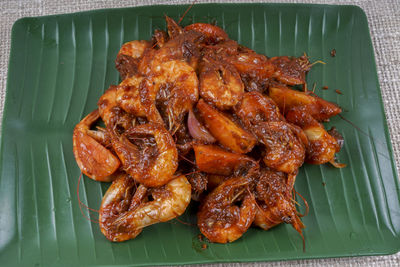 High angle view of food on table