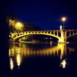 Bridge over river at night