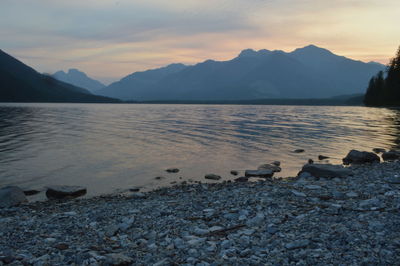 Scenic view of sea against sky at sunset
