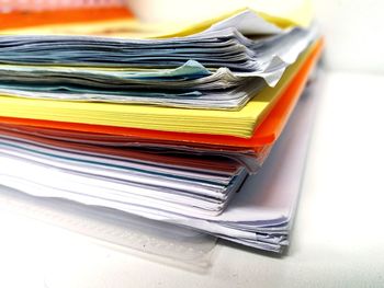 Close-up of books on table