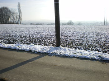 Scenic view of snow covered field