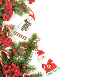 Close-up of christmas tree against white background