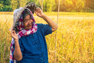 Senior woman working in farm