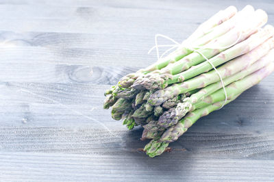 High angle view of vegetables on table