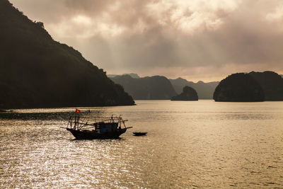 Beautiful sunset at halong bay, vietnam