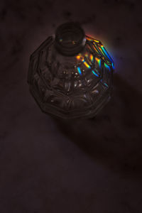 High angle view of illuminated lighting equipment on table