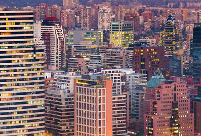 High angle view of buildings in city