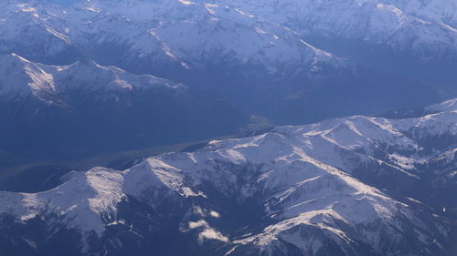 Aerial view of snowcapped mountains