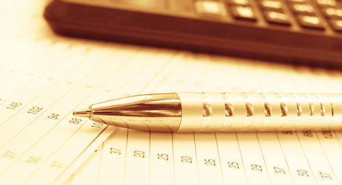 High angle view of pen on table