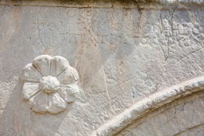 Detail of the carvings at the ancient ruins on the roman agora  in athens