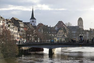 River passing through city buildings