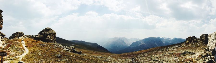 Panoramic view of mountains against sky