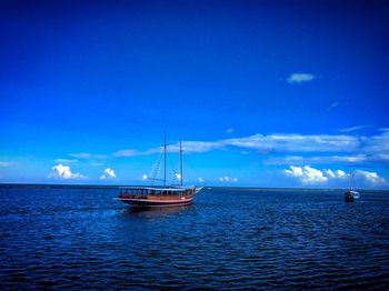 Scenic view of sea against blue sky