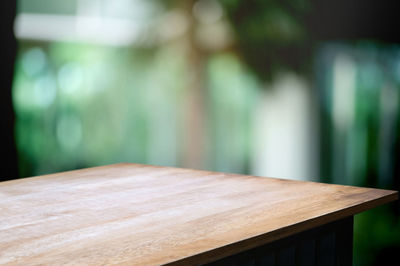 Close-up of wooden table